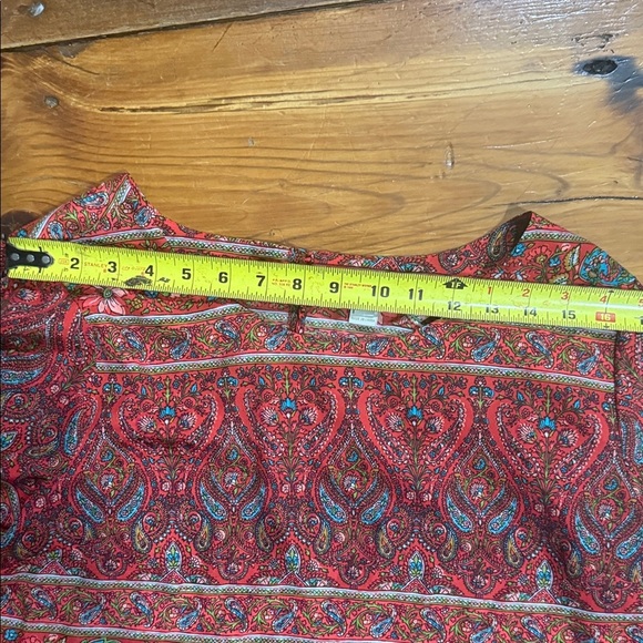 J Crew Red and Brown Paisley Blouse Short Sleeve size medium - Picture 5 of 9